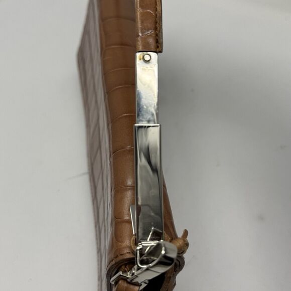 Antonio Melani Brown Croc Embossed Top Handle Structured Purse W/Crossbody Strap - Picture 10 of 13